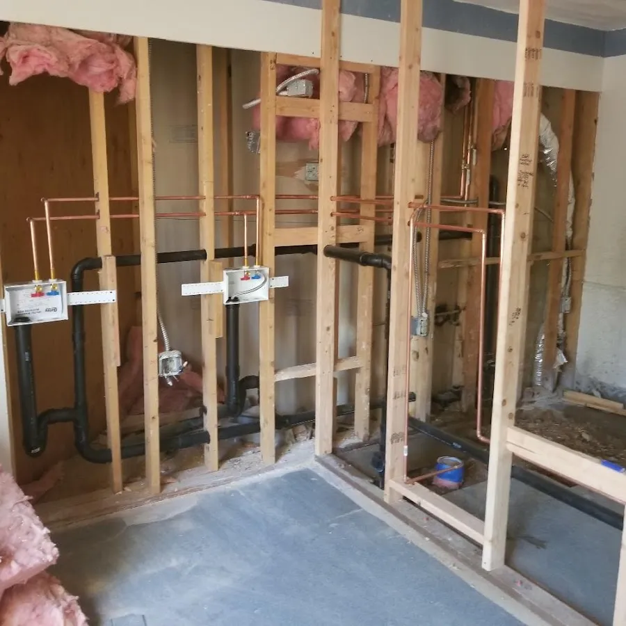 Copper pipe rough-in and plumbing installation in Solana Beach